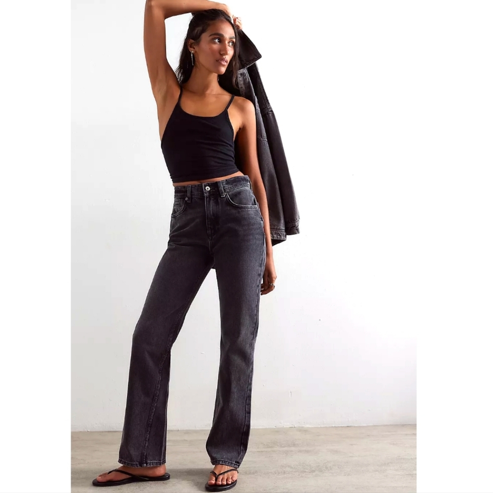 Free People We The Free Xena High Rise Slim Straight 32 Faded Black NWT